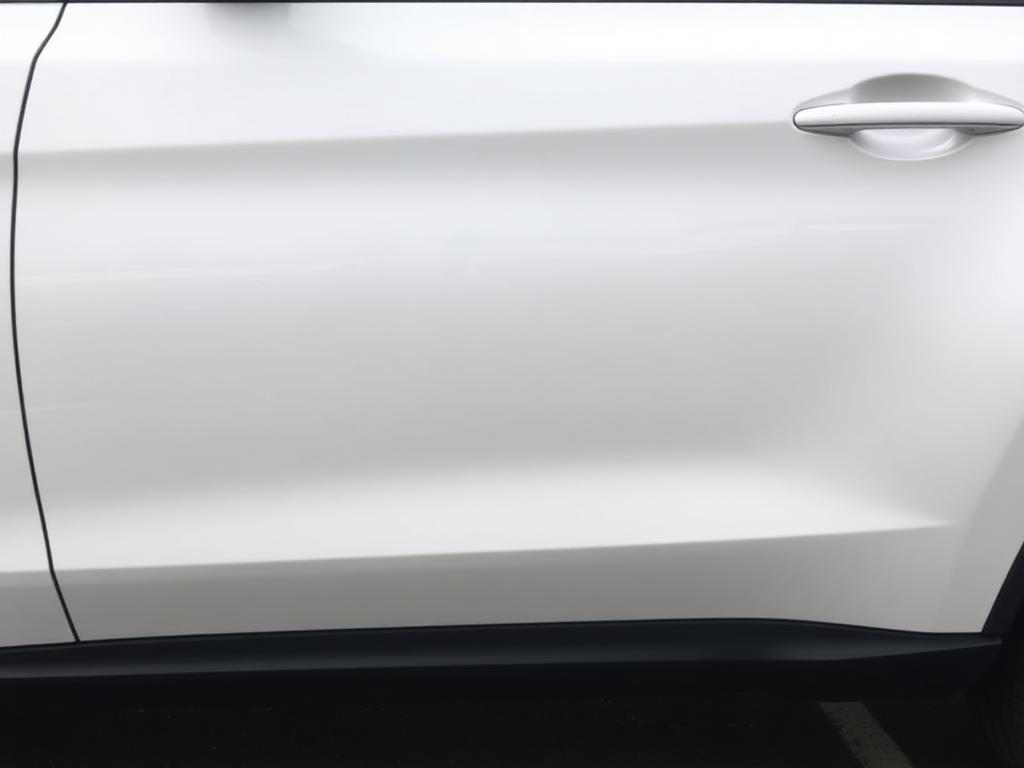 White SUV dent after repair